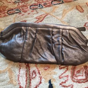 Gap gunmetal leather zippered clutch